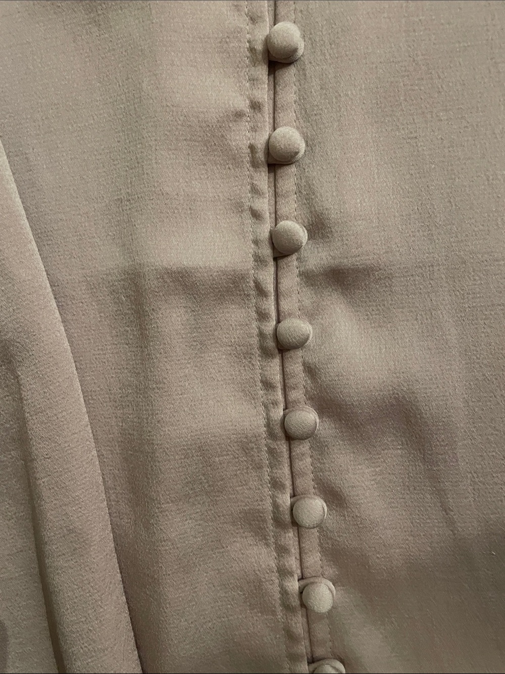 Express Light Blush Button-Front Ruffle Trim Blouse - Picture 3 of 4